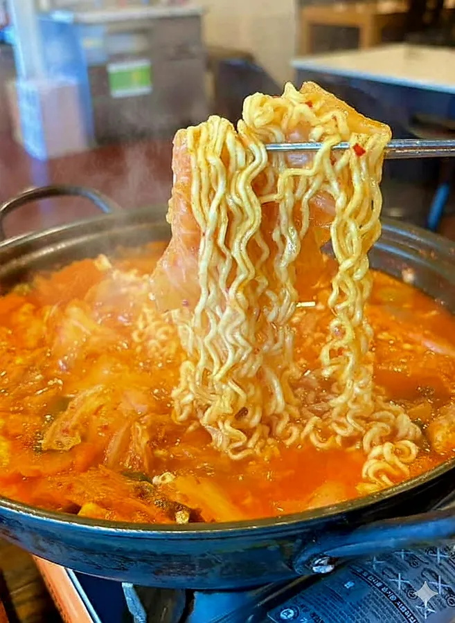돼지김치찌개와 곁들이는 라면사리