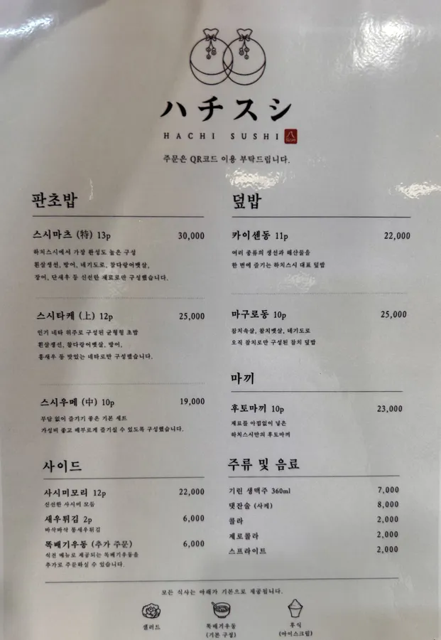 메뉴 선택에 참고하기 좋은 메뉴판