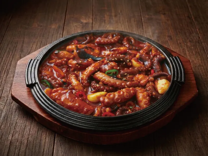야채와 함께 볶아낸 매콤한 낙지볶음